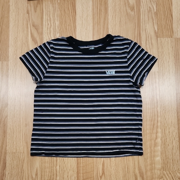 Vans Black Striped T-Shirt Size Medium - Picture 1 of 7
